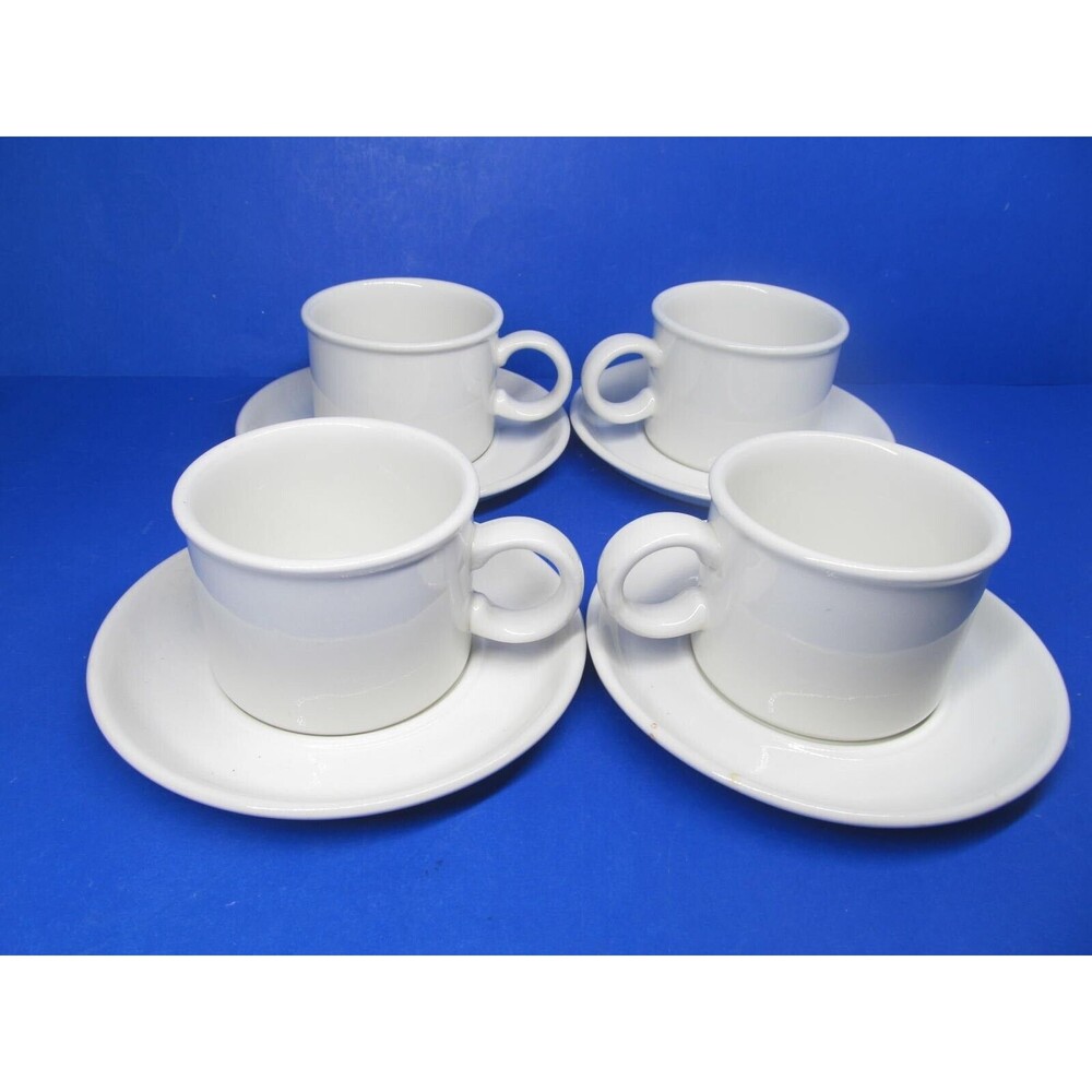 Midwinter Stonehenge Set Of 4 White Cups With Saucers VGC Wedgwood Group Member